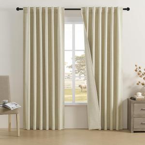Blackout Curtains 90 Inch Long 2 Panels Set Back Tab Loop Rod Pocket Pinch Pleated Thermal Insulated Room Darkening Curtains for Living Room 50 x 90 Inch Chartreuse Oatmeal