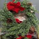 Janinka 4 Pcs Christmas Wreath for Windows 11.8 Inch Christmas Window Decorations Cabinet Wreaths with Red Bow Greenery Artificial Hanging Garlands for Fireplaces Window Home (Cedar)