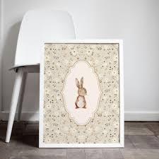 Bunny Nursery Print Set, Duck Nursery Print, Bear Deer Woodland, size 2ft x 1,15.5ft