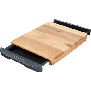 Glad Acacia Wood Cutting Board with Slide Out Trays | Catches Food and Waste | Solid Wooden Butcher Block with Removable Drawers | Kitchen Cooking Supplies, Brown, Black