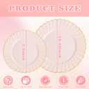YOUBET 60PCS Pink Scalloped Plastic Plates - Hard Pink and Gold Fancy Disposable Plates include 30 Gold Dinner Plate, 30 Dessert Plate for Party & Wedding & Baby Shower Mothers Day