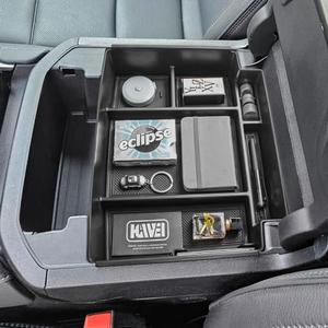 HGWEI Power Sliding Center Console Organizer Compatible with 2021-2026 GMC Yukon Chevy Tahoe Suburban Interior Accessories, Armrest Storage Box Insert Tray (Not for Console with Charging Socket) Black