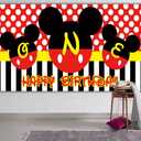 Colormoon CC Mickey-1st Birthday Backdrop, Large Polyester Banner with Mickey Themed Party Supplies, 6.6 x 3.3 ft