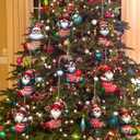 30PCS Christmas Wooden Stocking Ornament Set (10 Unique Designs) - Back DIY Paintable with Hemp Rope for Xmas Tree, Home & Garden Decor