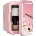 Iceblue Mini Fridge, 13 Display Modes Adjustable LED Light Mirror Gaming Mini Fridge, 4 Liter /6 Cans Gaming Small Refrigerator, AC/DC Dual-use Beverage Skincare Fridge for Bedroom,Gift - Pink