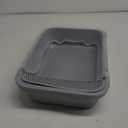 Open Small Cat Litter Box,Kitten Litter Box with Scoop Low Entry High Sides Cat Toilet Pan,Semi-Enclosed Anti-Splashing Kitty Tray for Small Space Easy to Clean(Grey) (Gray)