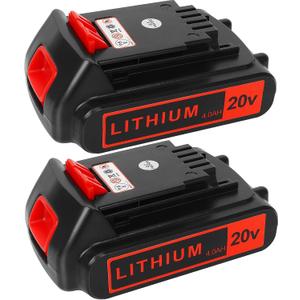 Battery 20v for BLACK+ DECKER Lithium: Batteries 20 Volt Max 4.0 ah Replacement Compatible with Cordless Power Tools XR Li- ion 2 Pack 20volt Drill LBXR20 LBXR2020 LBX20 LBXR2520 LB2X4020 LB2XR20