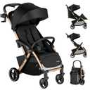Babideal Lightweight Travel Stroller for Airplane – Compact Baby Stroller with 50L Bottom Storage, One-Hand Auto-Fold, 175° Recline, Extendable Canopy, Cup Holder, Newborn to Toddler Up to 50 lbs