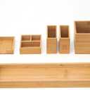 Bamboo Vanity Tray, 6-Piece Bathroom Countertop Vanity Tray Set, Makeup Kitchen Desk Organizer and Storage - Holds Small Items