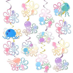 LaVenty Jellyfish Flowers and Bubbles Party Decoration Jellyfish Flowers and Bubbles Hanging Swirl Decoration Party Supplies for Birthday Baby Shower
