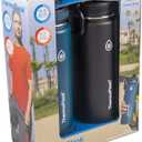 ThermoFlask Stainless Steel Water Bottles 2-Pack - Double-Wall Vacuum Insulated 24 oz BPA-Free Spout Lids - Keeps Drinks Cold 24 Hrs, Hot 12 Hrs - Leakproof, Dishwasher Safe, Mayan Blue/Black