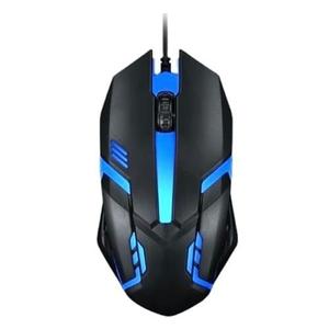 RGB Gaming Mouse, LED Backlit, USB Wired, Black with Blue Lighting