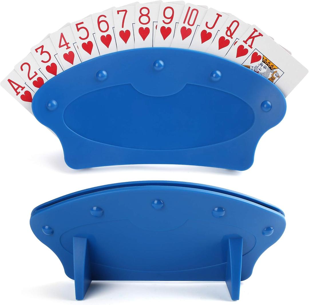 LotFancy Playing Card Holder for Adults Kids Seniors, 2 Pack, Card Holders for Playing Cards, Family Card Game Nights, Canasta, Poker Parties, Plastic, Hands Free