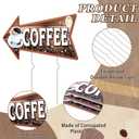Tegeme 4 Pack Coffee Stand Supplies 1pcs 2x10 ft Banner and 3 Pcs Coffee Yard Signs with Metal Stakes Double Sided Print for Advertising Business Store Decor Home Lawn Outdoor