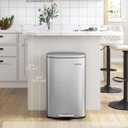 SONGMICS 13 Gallon (50 L) Trash Can, Stainless Steel Kitchen Garbage Can, Recycling or Waste Bin, Soft Close, Step-On Pedal, Removable Inner Bucket, Silver ULTB050E01