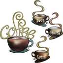 4 Pieces Metal Coffee Cup Wall Decor Coffee Bar Decor Cafe Themed Wall Art Decoration Vintage Cup Signs for Kitchen Decorations Shop Restaurant Lounge Decorations(Brown)