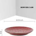vicrays Ceramic Dinner Plates Set, 10.5 Inch, Set of 6, Round, Microwave, Oven, Dishwasher Safe, Porcelain Fluted Suitable for Steak, Pasta, Pizza, Home, Party, Restaurant (Cherry Red)