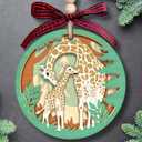 2 x Giraffe Ornament - Giraffe Ornaments for Christmas Tree, Animal Christmas Ornaments - Wood Ornament