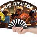 Where Them Fans At Hand Fan Foldable, Line Dance Popping Fans, Large Festival Hand Folding Fan, 26In