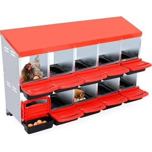 2025 New Chicken Nesting Boxes, 8-Compartment Metal Egg Laying Box with Swing Perch and Rollout Egg Collection – Suitable for Various Chicken Breeds