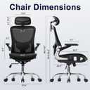 marrap Ergonomic Office Chair, Mesh Seat Cushion with 3D Armrests and 3D Headrest, Adjustable Lumbar Support with 90-120 Rocking Function for Home Office, Black
