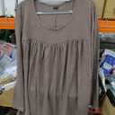 Women's Plus Size Tunic Top Long Sleeve Pleated Swing Shirt for Leggings Casual Fall Blouse, Size 3XL