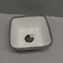 Pampa Bay Set The Table Square Cereal/Soup Bowl, 6  6  2.75 in, White and Silver