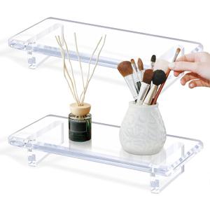 2Pack Acrylic Counter Tray Organizer. Multi-Purpose Kitchen & Bathroom Sink Tray Decor for Soap, Perfume, Vanity, Candles, Plants - Countertop Holder, Space-Saving Modern Home Dcor Small