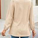 Tankaneo Womens Long Sleeve Shirts V Neck Loose Fit Tunic Tops Babydoll Peplum Top Flowy Dressy Casual Blouse Eyelet T-Shirt (XX-Large)