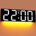 JALL 22'' Large Digital Wall Clock, Big LED Number Dispaly, DST, Night Light for Classroom, Living Room, Bedroom, Mounted, Birthday Xmas Gift for Senior, Mem Womem Mom Dad, White