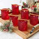 Kate Aspen Retro Arch Floral Red Drinking Glasses Set of 6, 10 oz Vintage Ribbed Glass Cups, Christmas Glassware & Holiday Drinkware, Valentines Day & Holiday Hostess Gift