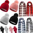 Syhood 16 Pcs Winter Warm Sets for Women Warm Beanies Hat Touchscreen Gloves Long Scarf Ear Muff Winter Gifts for Women Men (Lively)