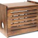 Wooden WiFi Router Storage Box - Deluxe Wall Mountable Decorative Modem Shelf Hider Cover with Cable Management System - Rustic Home Organization Solution for Most Routers Up to 11" Tall - Dark Oak