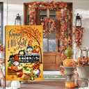 Hello Fall Gnomes Thanksgiving Pumpkin Autumn Holiday Yard & Garden Flag Set - 2 House Flags (28 x 40) & 2 Garden Flags (12x18) Double Sided