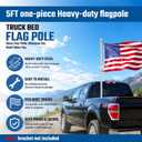 ZMTECH 5FT One Piece Heavy Duty Stainless Steel Flag Pole for Outside House,Flag Pole for Truck,Jeep,Porch,RV,Boat,Wall & Vehicle Use Silver(Without Bracket)