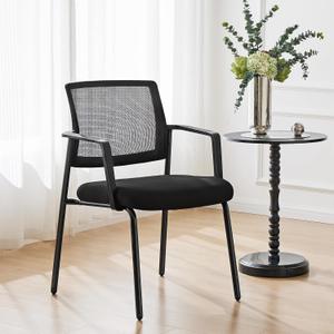 Sweetcrispy Stackable Mesh Guest Visitor Reception Chairs - Ergonomic Lumbar Support for Waiting Conference Meeting Room, Office School Lobby and Church, Space Saving, Black, 1 Pack
