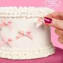 xo, Fetti Mini Pink Bow + Pearl Cake Toppers | 12 pcs | Bachelorette Party Decoration, Birthday Candle Accessory, Engagement Dessert Decor, Bridal Food Supplies