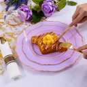 Liacere 175PCS Purple Plastic Plates-Disposable Lavender Plates 25guest Baroque Plastic Dinnerware include 50Plates, 25Pack Pre Rolled Napkins with Silverware 25Cups for Party & Wedding &Mothers Day