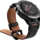 Abanen Retro Classic Genuine Leather Watch Band Strap for Garmin Fenix 8 51mm / epix Pro 51mm / Fenix 7X / Fenix 6X / Enduro/Instinct 2X / Tactix Delta/Instinct 3 50mm (Black)