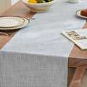 ZeeMart Rustic Cotton Linen Table Runner, 13x72 Inches Blue, Farmhouse Style Dusty Blue Table Runners 72 Inches Long, Washable Kitchen Dining Table Decoration for Home Party Decor
