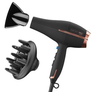 INFINITI PRO by CONAIR Hair Dryer, 1875W Blow Dryer with Diffuser and Concentrator, Ceramic Technology, 3 Heat & 2 Speed Settings, Cold Shot Button, Black INFINITI PRO by CONAIR Hair Dryer, 1875W Blow Dryer with Diffuser and Concentrator, Ceramic Technology, 3 Heat & 2 Speed Settings, Cold Shot Button, Black