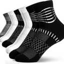 IRAMY Compression Socks for Women Men Cushioned Athletic Running Socks with Ankle Support Plantar Fasciitis Relief 5 Pairs, Medium, Black+white+dark Grey