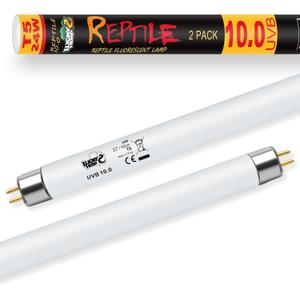 LUCKY HERP T5 UVB Reptile Light 2 Pack, 24W UVB 10.0 Reptile Light Bulb, UVA UVB Fluorescent Lamp Tube, UVB Lamp for Lizards, Turtles, Chameleons, Tortoises