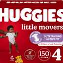 Huggies Size 4 Diapers, Little Movers Baby Diapers, Size 4 (22-37 lbs), 150 Count (6 Packs of 25) 