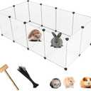 kathson Plastic Pet Playpen,Portable Bunny Fence,Small Animals DIY Metal Enclosure Pen Cage Yard Outdoor & Indoor for Small Rabbit Cat Guinea Pig Hedgehogs Rat(12 Panels/13.8 X 17.7 inches)