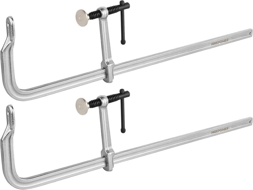MAXPOWER F Clamp 24 inch, Heavy Duty Clamps for Welding, Max Jaw 24-inch, Throat depth 4-3/4 inch, Pack of 2