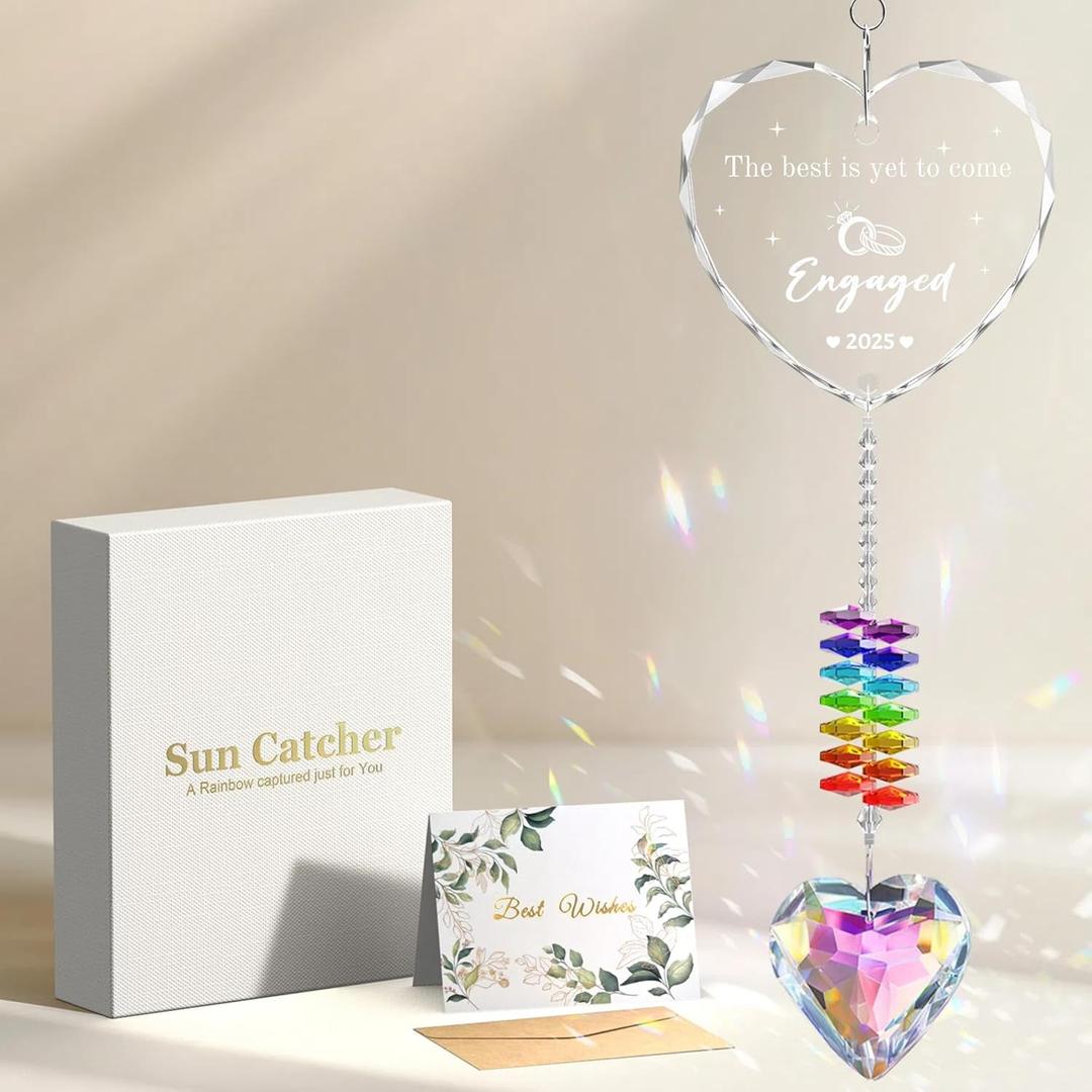 Engagement Gifts for Couples, Crystals Sun Catcher Engagement Gift for Women, Bride to Be, Fiance, Suncatcher for Indoor Window Hanging, Newly Engaged Gifts Glass Ornament 2025