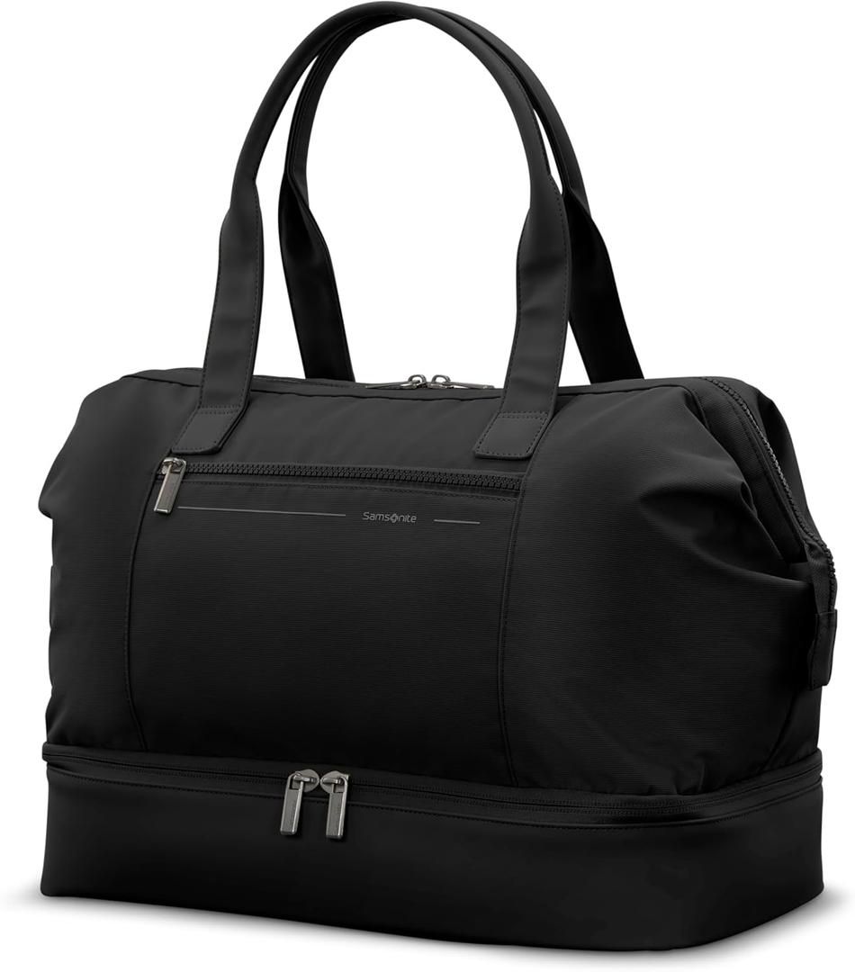 Samsonite Better Than Basics Weekender Duffle  Drop Bottom Travel Bag with 14 Laptop Compartment, SmartSleeve (One Size, Black)