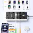 Extension Cord with USB Ports- 5 FT Power Strip with USB, 1625W Multi Outlet with 11 AC Outlet 6 USB (24W/4.8A), Charging Station for Multiple Devices, for Home, Office, Dorm, Gaming Room Essentials