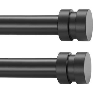 2 Pack Single Curtain Rods, 1Inch Diameter Telescoping Drapery Window Curtain Rod 28-48Inch(2.3-4ft) Rod Length, Matte Black